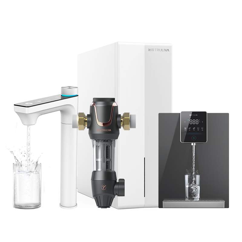 沁园净水器双子芯净矿2.0 1200G家用8年RO过滤器UR-S61293+前置过滤器P-A5510+管线机W-O5411 三件套