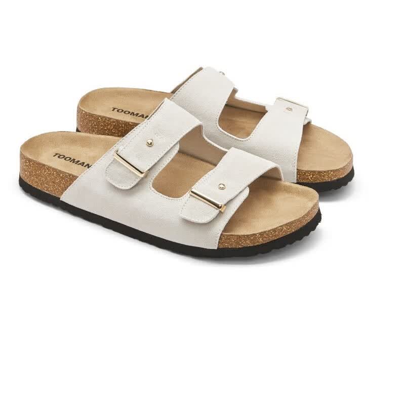 TOOMANYSHOES延长假期凉拖鞋夏季外穿厚底沙滩勃肯鞋高颜值凉拖鞋女士 米色白(男) 41 京东折扣/优惠券