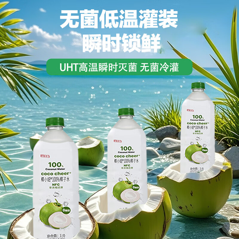 椰小妞越南原瓶进口椰小妞纯天然100%NFC青椰子水 天选火锅搭子1L量贩装 1L*6/1箱