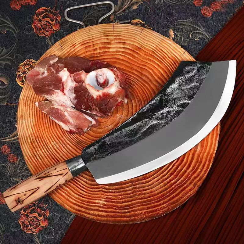 买肉专用刀斩骨头专用刀屠夫商用斩骨刀家用砍骨头刀手工锻打加厚 半月斩骨刀【约5斤-商用斩牛大骨】