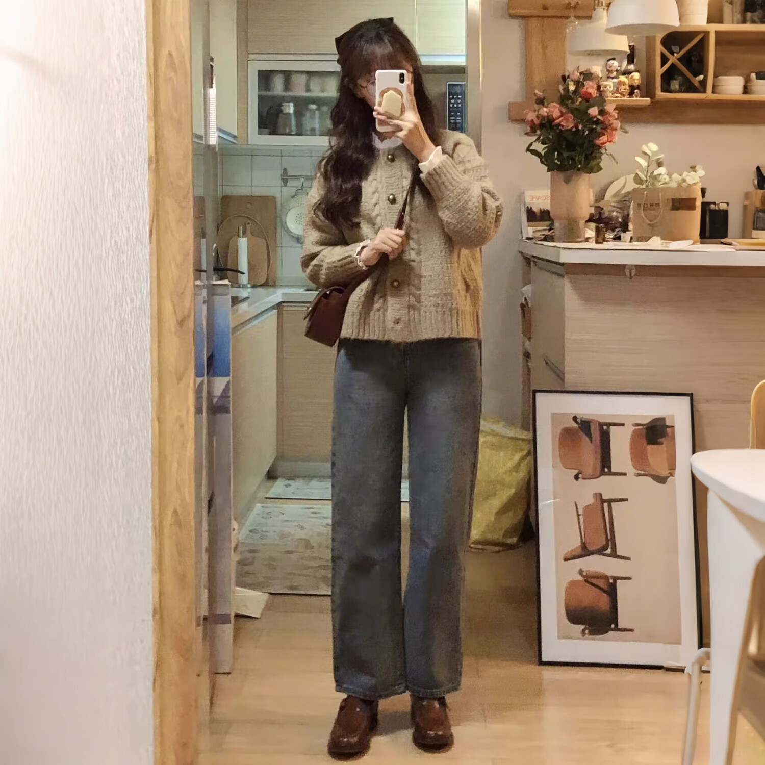 俞兆林针织衫女秋冬2025新款短款开衫外套小个子宽松加厚慵懒风毛衣女 杏色 均码 【适合80-140斤】