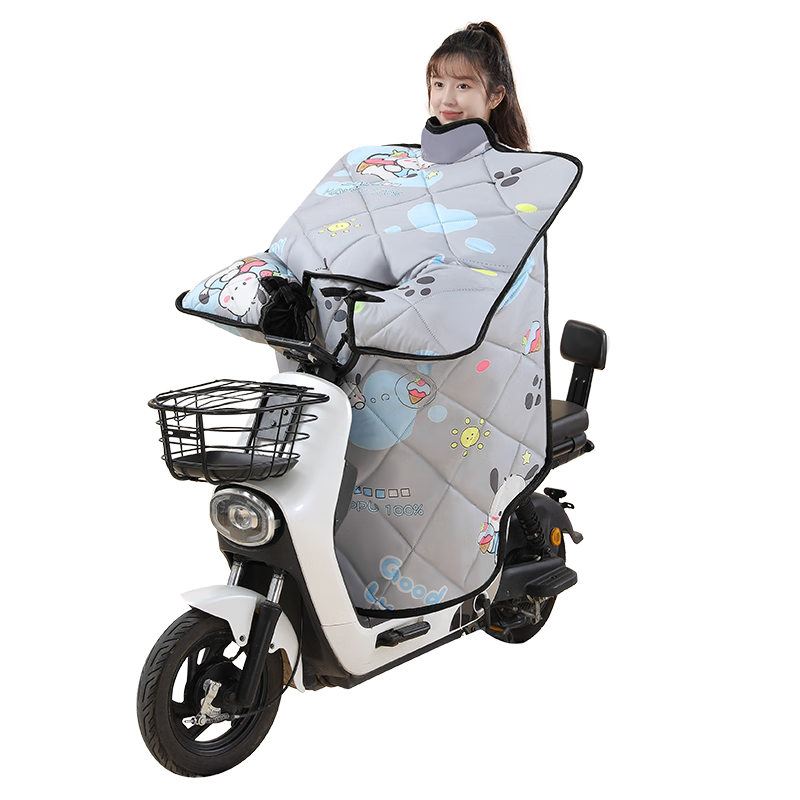 绿源（Luyuan）电动车冬季挡风被加厚电瓶车摩托车保暖加厚挡风被 浅灰-幸运狗【护面护颈】