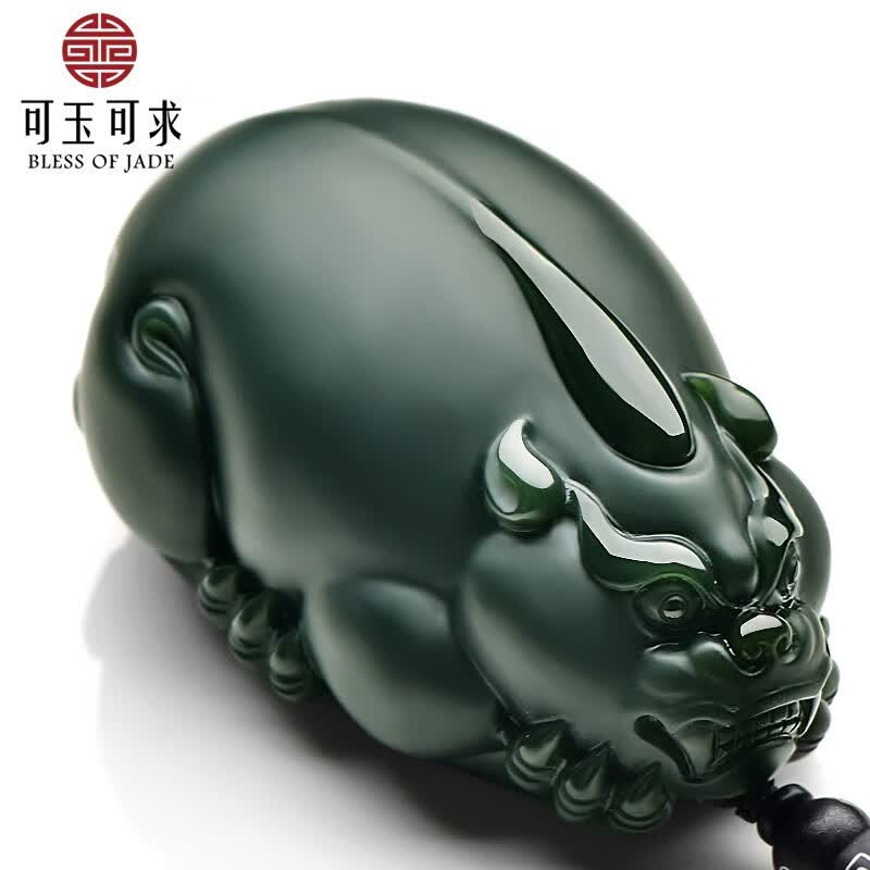 可玉可求 和田玉貔貅手把件 男士塔青细料把玩件 磨砂质感玉石 品牌包装盒怎么看?