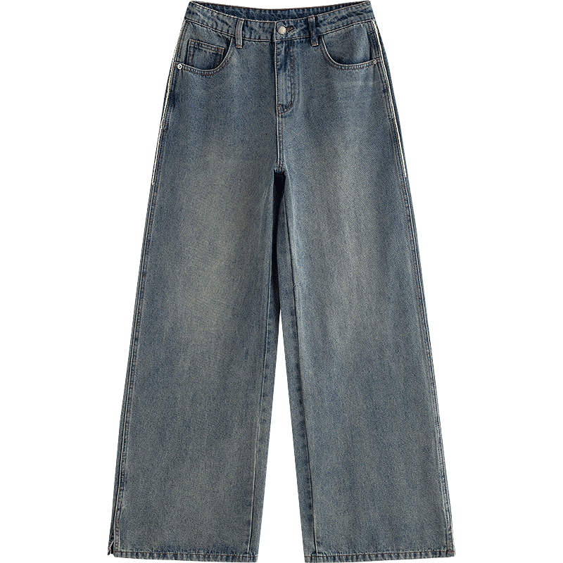 初語(yǔ)牛仔褲女2025秋季新款棉質(zhì)復古懷舊休閑百搭長(cháng)褲顯瘦闊腿褲子 復古藍 26