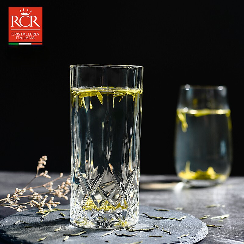 RCR意大利进口高身水晶玻璃水杯家用绿茶龙井茶杯办公室果汁杯泡茶杯 【傲柏】350ml水晶玻璃杯 6只