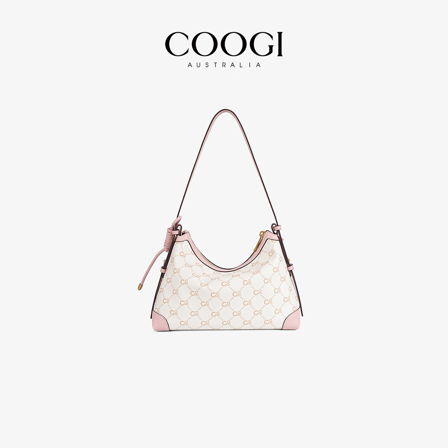 COOGI包包女包轻奢品牌2025新款单肩斜挎包圣诞节元旦节礼物送女友老婆 桃粉 29*10*21.5cm