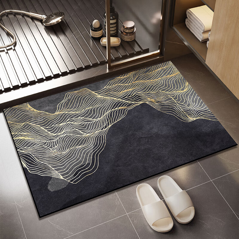 斯蒂曼妮 CITY·MANNI科技布软地垫家用浴室吸水防滑脚垫轻奢高级出浴踩脚地毯卫生间用 熔岩时光 40x60cm【吸水速干】抑菌防滑