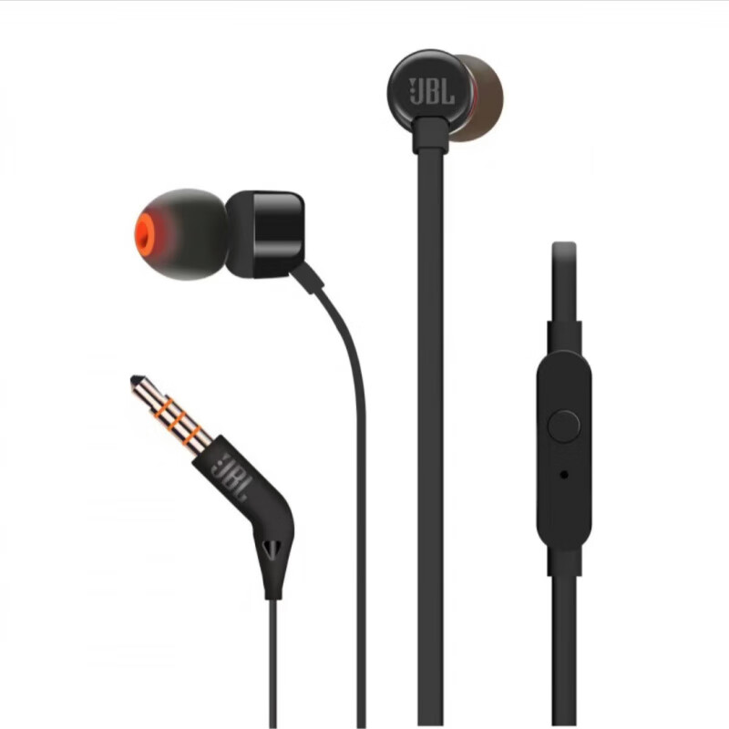 jbl原装jblt110入耳线控重低音手机通话插线type