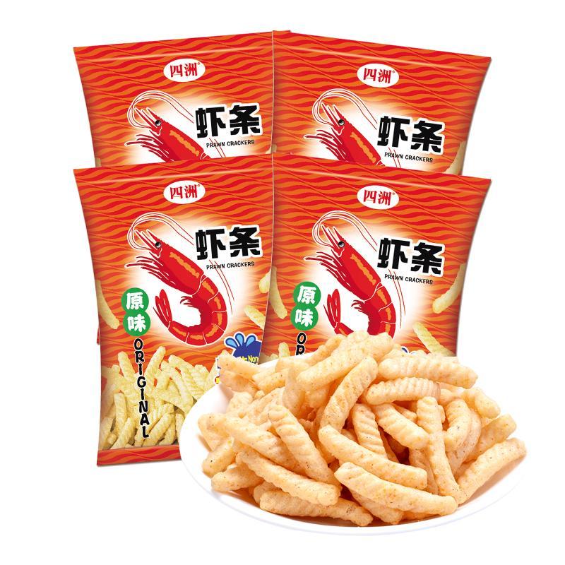 四洲蝦條110克4大包經(jīng)典非油炸零食大包裝網(wǎng)紅休閑零食膨化小吃 原味 4包