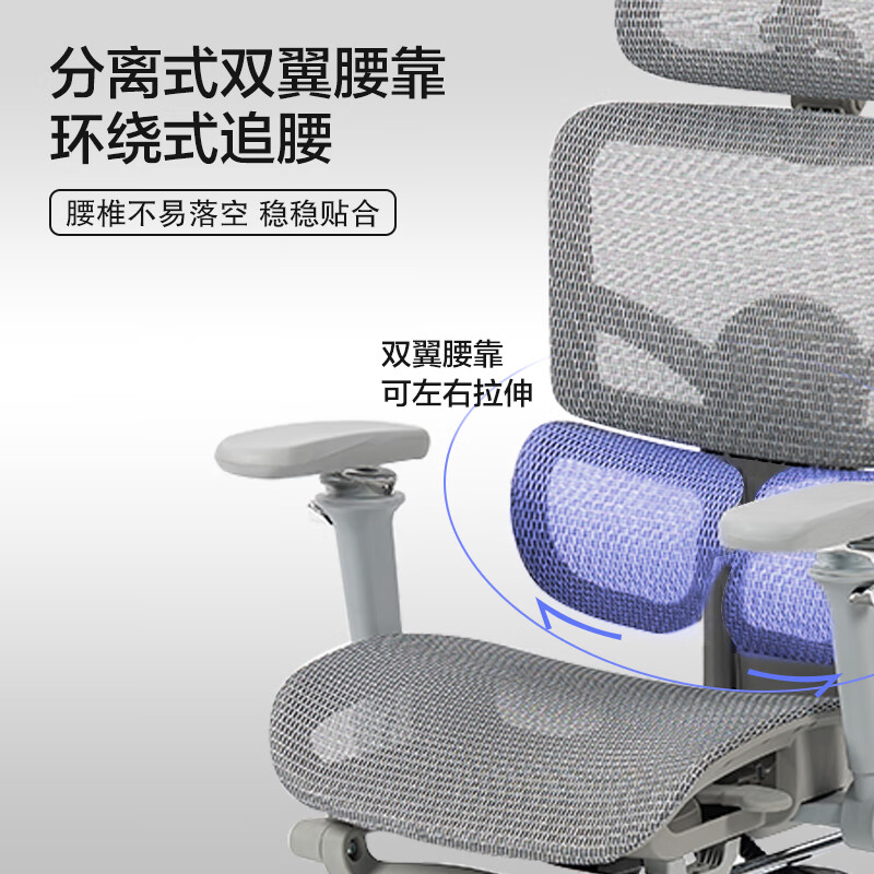 家友人体工学椅双驱护腰电脑椅舒服办公椅老板椅电竞椅人工力学椅椅子 JY031银灰双驱护腰+脚踏+8D万向扶手 杜邦特网 钢制脚