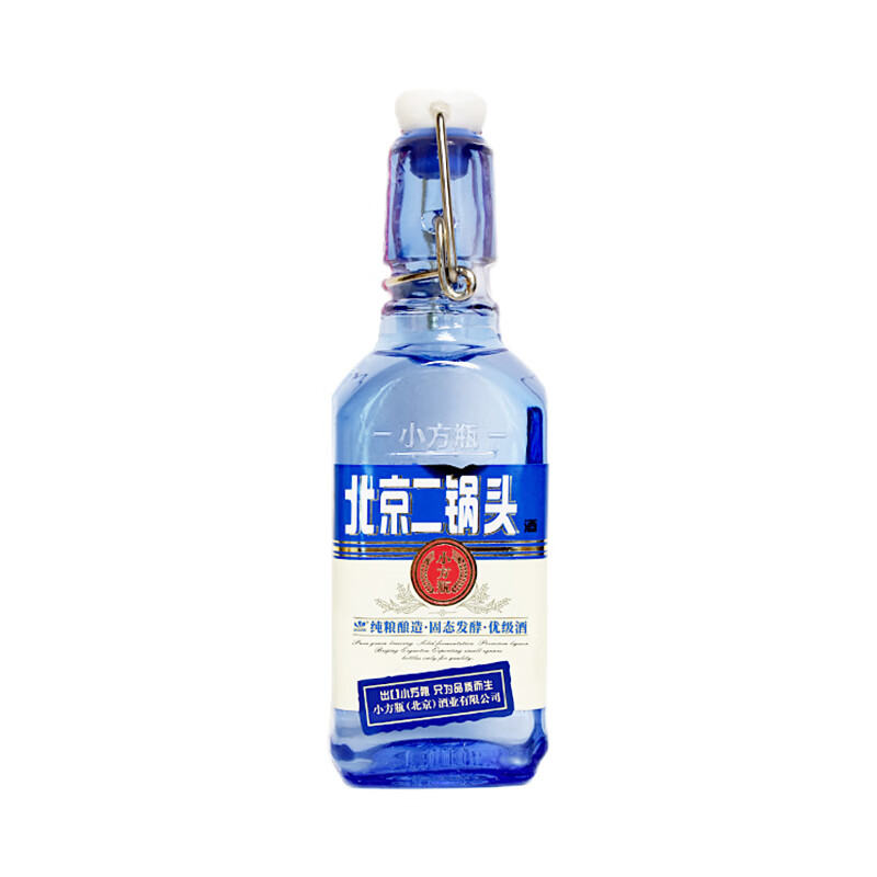 出口小方瓶牌 北京二锅头 小蓝方老熟酒 清香型白酒 42度 200ml单瓶装