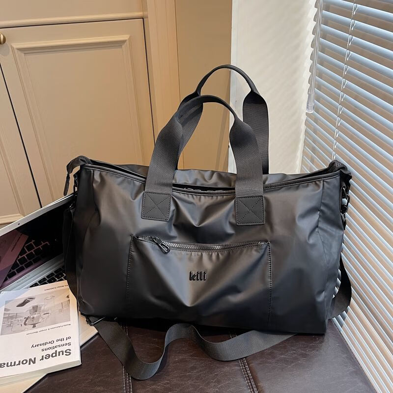 DRYWORLD女神节轻便短途旅行包手提干湿分离运动健身收纳行李包 黑色