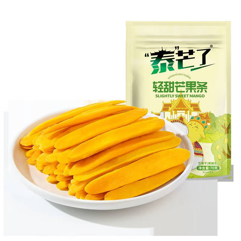 菇老大泰芒了轻甜芒果条进口芒果干厚切果干果脯自封袋装办公室休闲零食 轻甜芒果条70g*1袋
