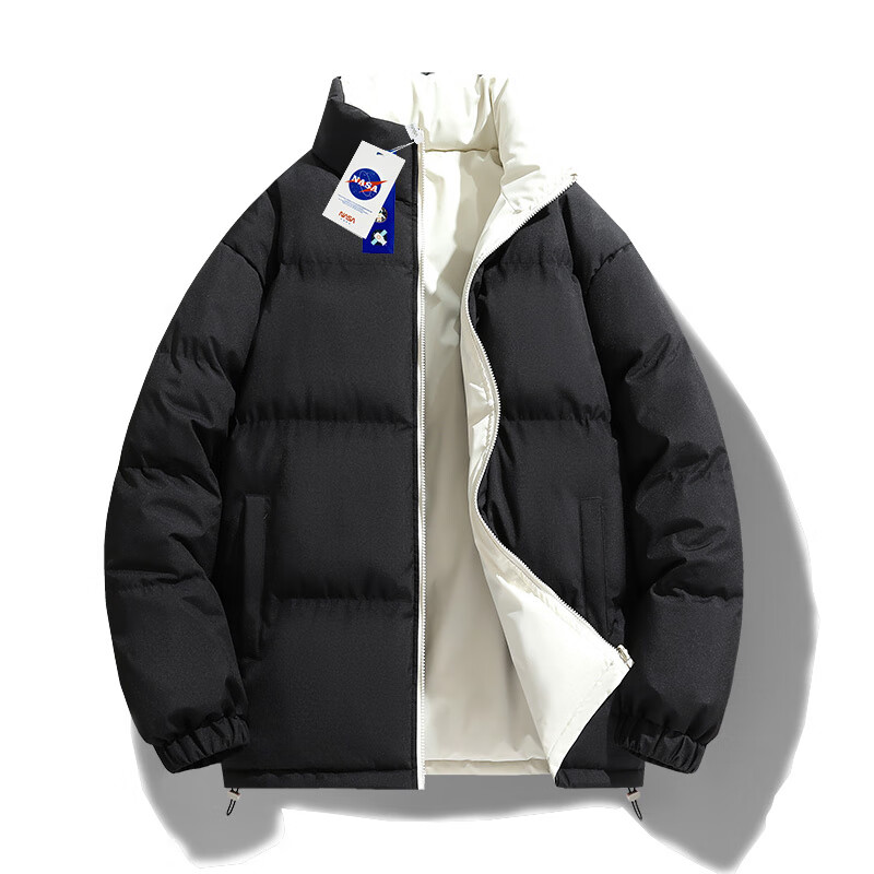 NASANCU双面穿羽绒服男冬季纯色加厚保暖衣服休闲宽松百搭情侣潮流外套 天蓝色 M L (170-175c)(150-175斤)