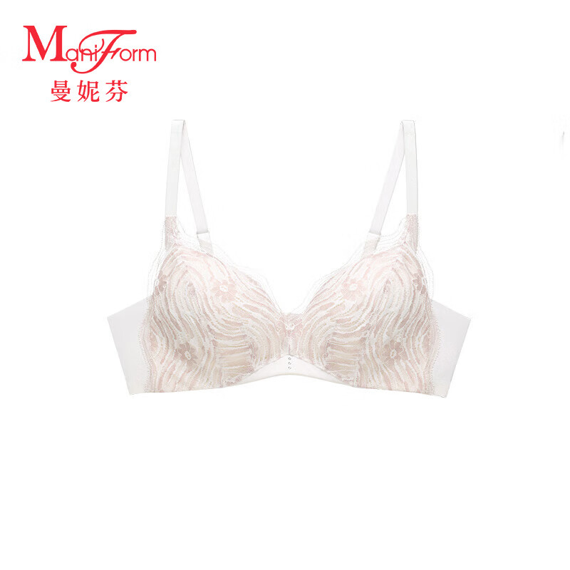 曼妮芬女士小胸聚攏型內衣新款爆款珠光波紋美背薄收副乳防下垂無痕文胸 珍珠白 80A (36)