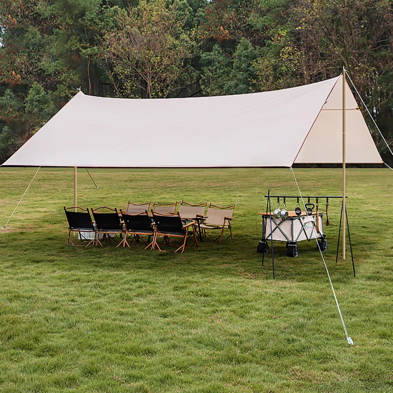 羚特天幕遮光户外野餐幕布遮光套装涂胶配件 银胶四角天幕3米*4.5米 银胶四角天幕3米*4.5米