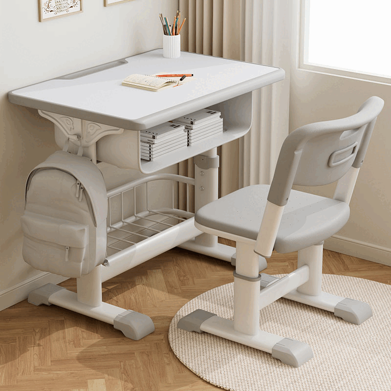 海诗圣堡免安装小学生家用书桌可升降儿童学习桌椅培训班写字桌学校课桌椅 学校同款单椅下单备注 颜色 长60x宽40x高76 cm