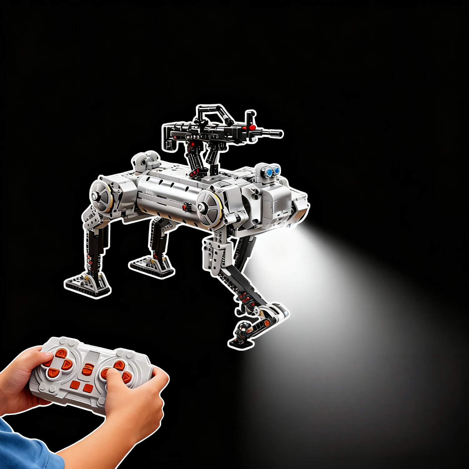 爸爸卫士 DADDY GUARD高难度积木机械狗遥控机器狗编程电动拼装7-12岁男孩玩具生日礼物 ai编程积木机械狗【动态版可发射子弹】 高端编程机械人|精美礼盒包装|孩子的机械宠物