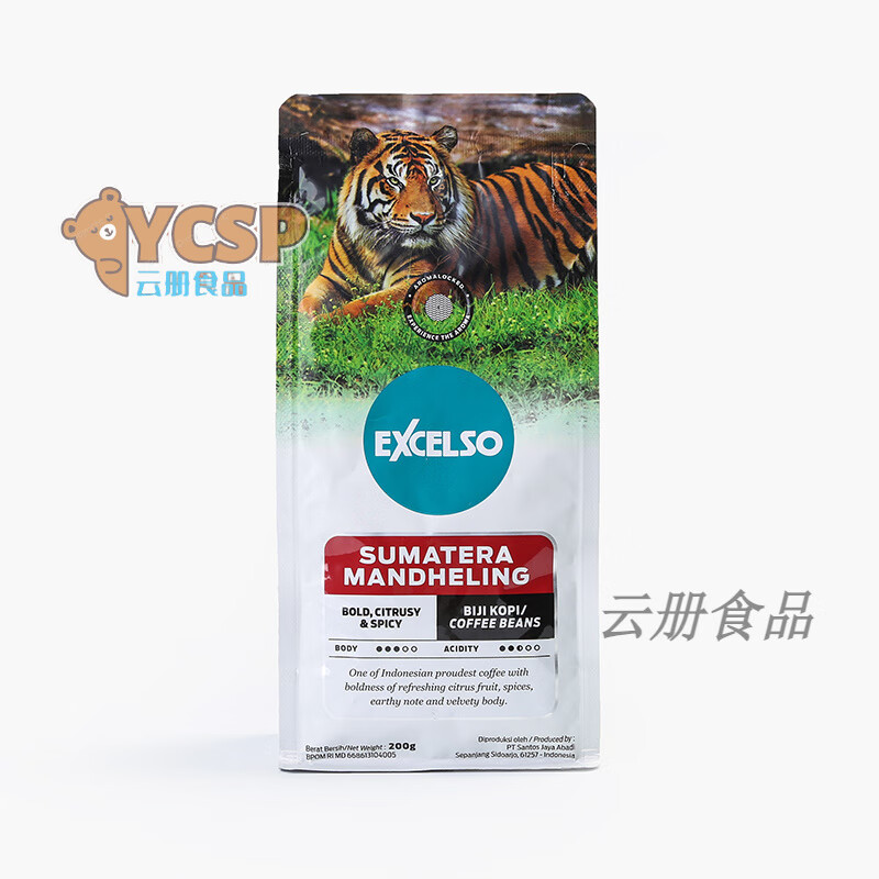 印尼进口原装Excelso中烘焙阿拉比卡罗布斯塔咖啡豆200克现磨手冲 中烘/Excelso苏门答腊曼特宁/200