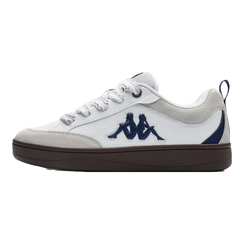 Kappa卡帕男鞋厚底板鞋男款2025冬季新款复古休闲德训鞋百搭运动鞋子男 经典白/鹈鹕灰 37