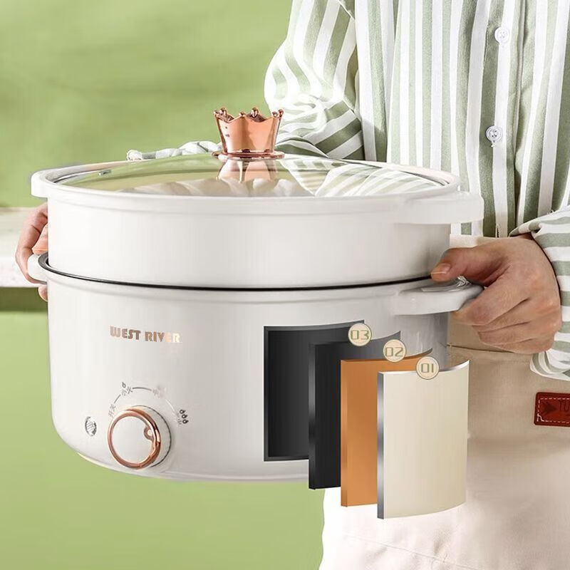 德国全自动一体炒菜电炒锅多功能料理锅蒸煎炒涮不粘电火锅电蒸锅 防干烧保护[特厚款]五十年换新 限时:2.6升[可煎炒蒸炖]