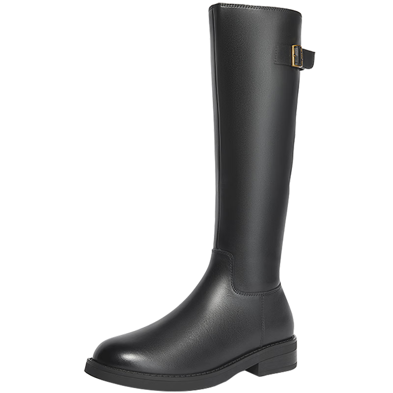 森達騎士靴女商場同款氣質(zhì)過膝長筒靴XEN01DG4 黑色絨里 36