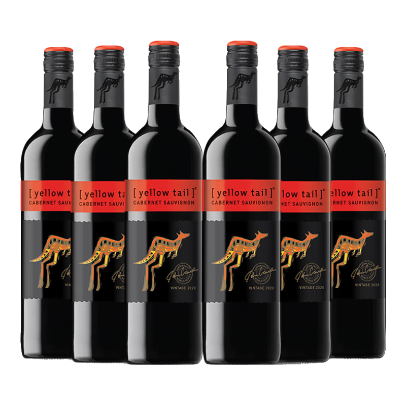 黃尾袋鼠（Yellow Tail）中秋好禮 世界系列加本力赤霞珠紅葡萄酒 750ml*6瓶原瓶進口紅酒