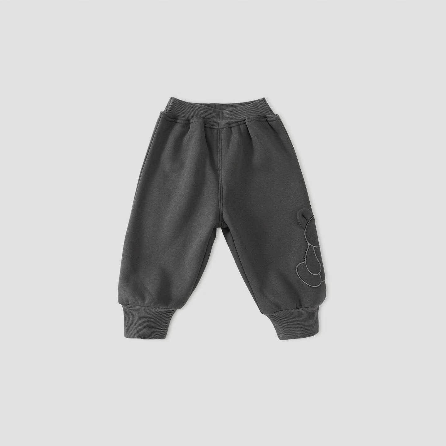 巴厘小猪儿童加绒保暖裤冬季超萌可爱宝宝长裤秋冬卫裤男童运动女童休闲裤 墨灰 90