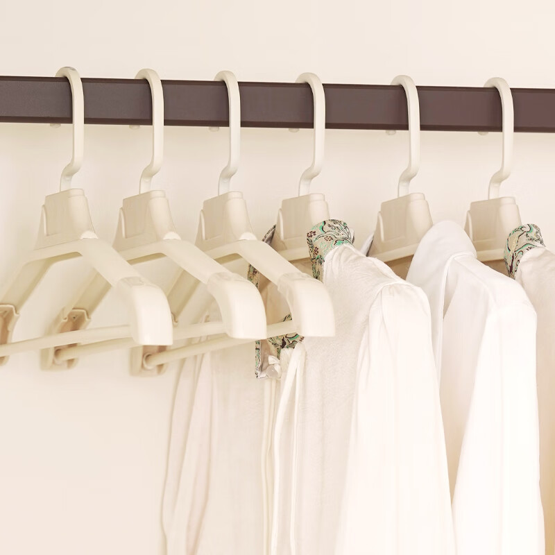 缇欧太空铝合金无痕衣架防滑晾衣架家用挂衣服架加粗加厚结实金属衣撑 【升级旋转挂钩&奶油白】高端铝合金无痕防滑不生锈 5只装