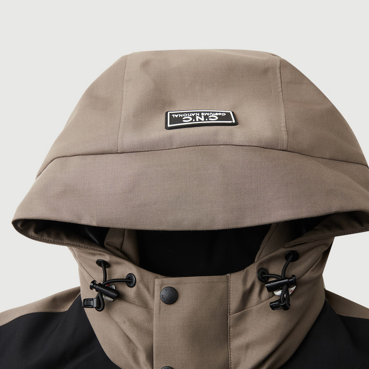 C'N'C【90鸭绒】CNC25冬新款远山户外连帽羽绒服工装撞色拼接男士外套 深咖 50 /M/(175/92A)