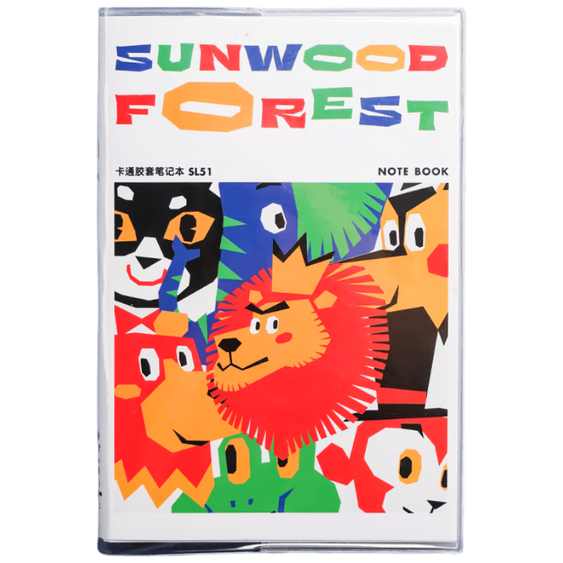 三木（SUNWOOD）卡通动物胶套随身笔记本 田东明共创森林系列本子 8mm行距横线加厚记事本  白色 SL51