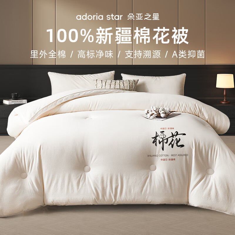 朵亚之星冬季被子被芯棉被200x230cm新疆棉花被秋冬加厚保暖冬被 白色 （全棉面料+100%新疆棉花填充） 200*230特厚冬被10.2斤