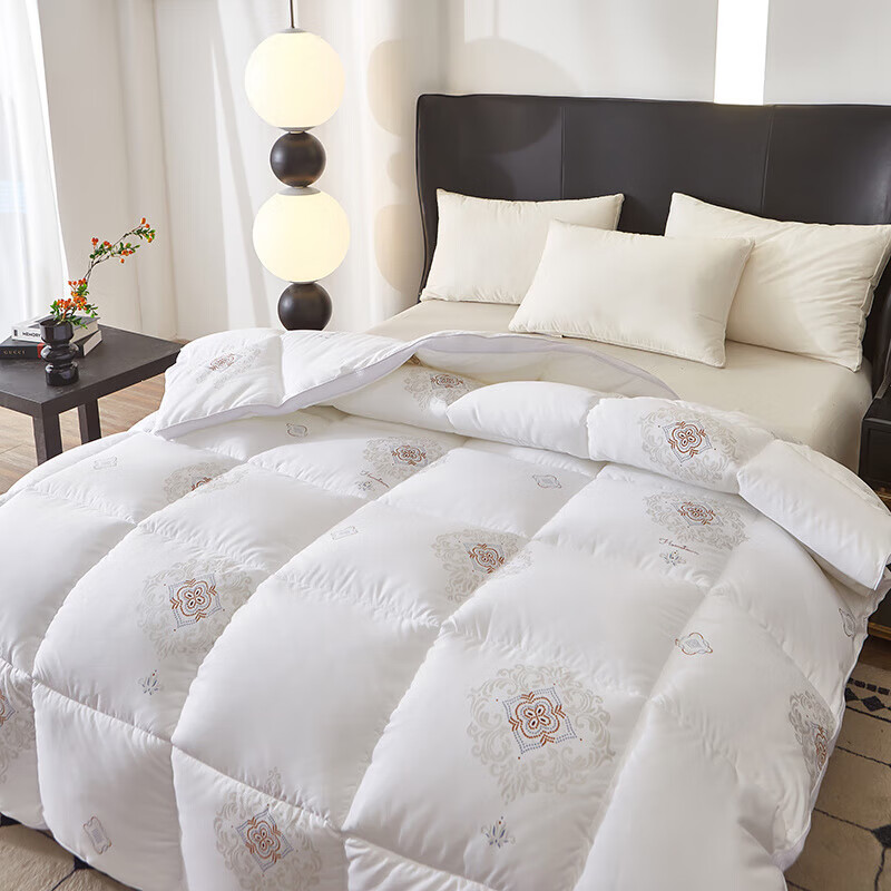 恒源祥羽丝绒被加厚保暖冬被芯白鹅丝绒五星级酒店单人鸭绒被褥冬季被子 典娜白 200cm*230cm-【6斤春秋被】