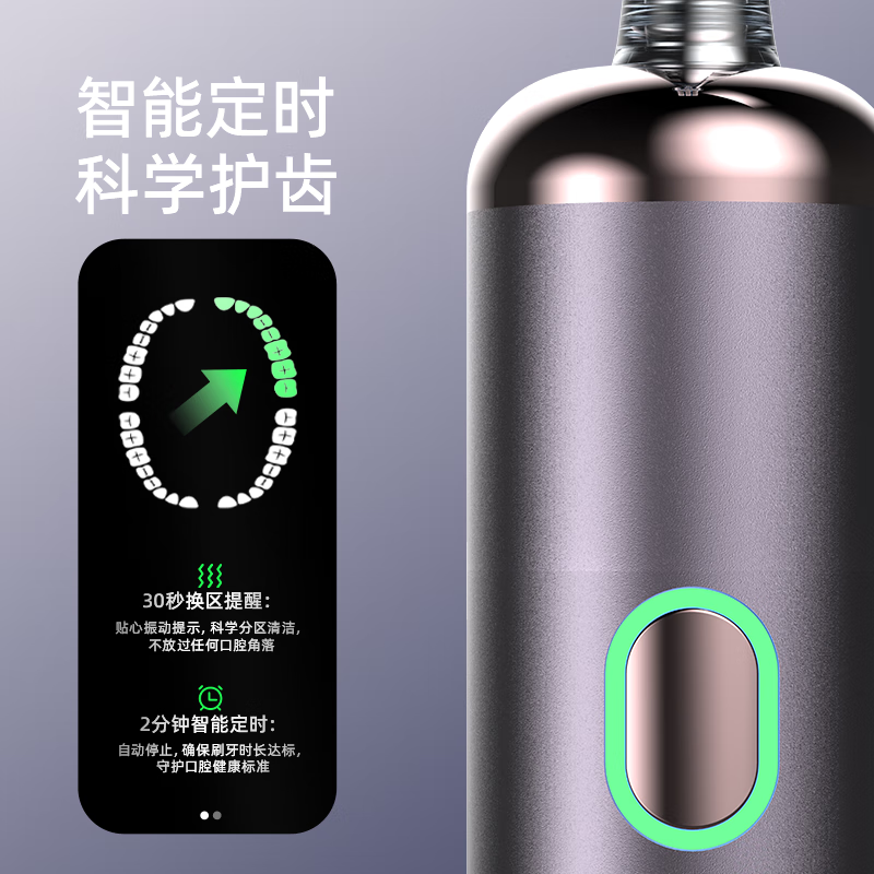 博皓电动牙刷成人男士女士扫震全自动智能牙刷磁吸充电铝合金情侣牙刷 生日礼物 LS-1 紫色