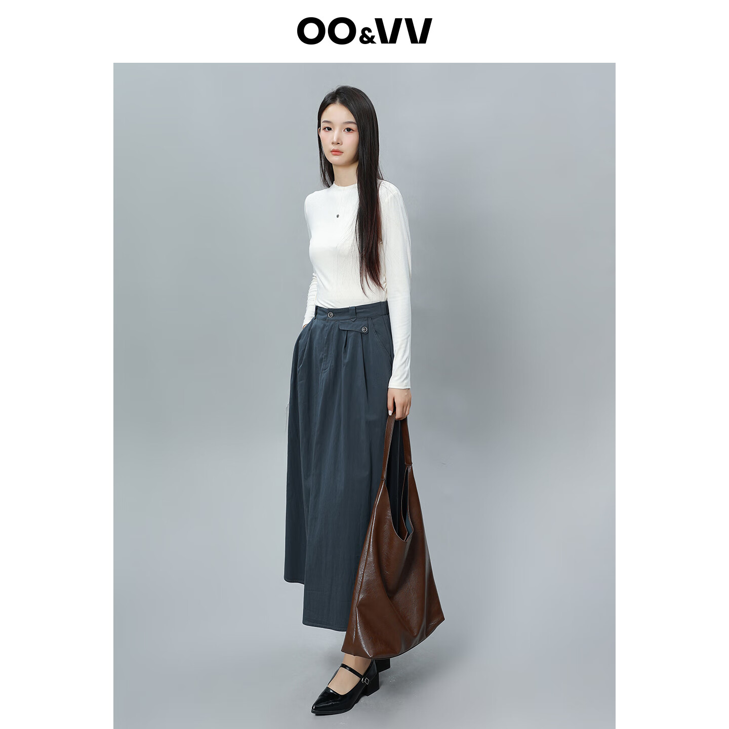 OO&VV时尚高级感纯色修身打底衫女2025秋冬新款内搭简约长袖T恤 米色 S