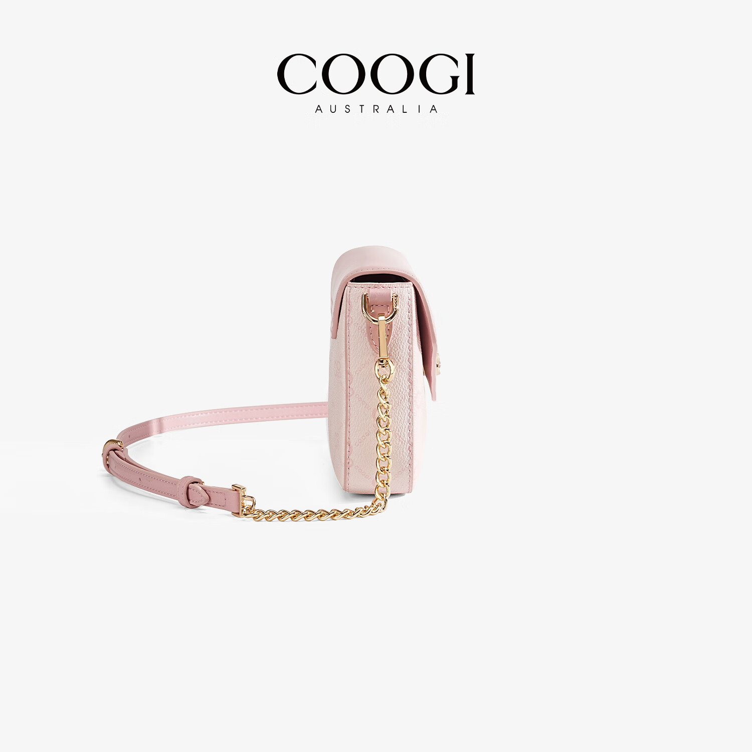 COOGI包包女包奢侈品牌2025新款单肩斜挎包圣诞元旦节礼物送女友老婆  粉色 23*5*16cm