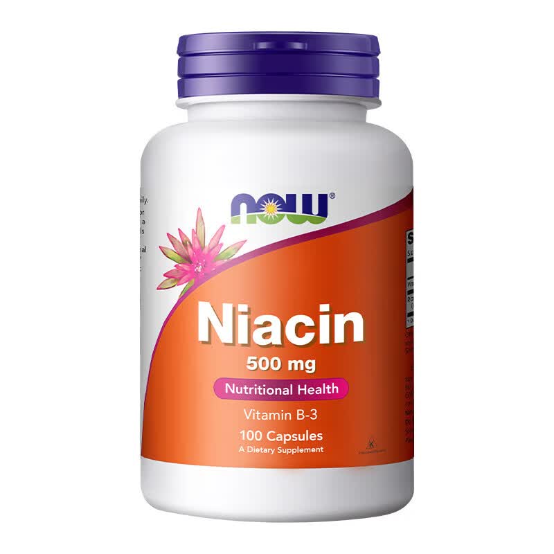 诺奥（NOW）维生素B3烟酸胶囊 500mg潮红形式Niacin呵护肌肤美国进口 500mg 100粒*1瓶