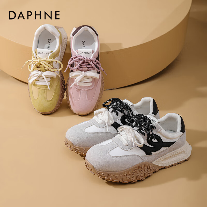 达芙妮官方厚底德训鞋女2025秋季女鞋增高软底运动休闲鞋百搭鞋子女ZJ 灰色 40