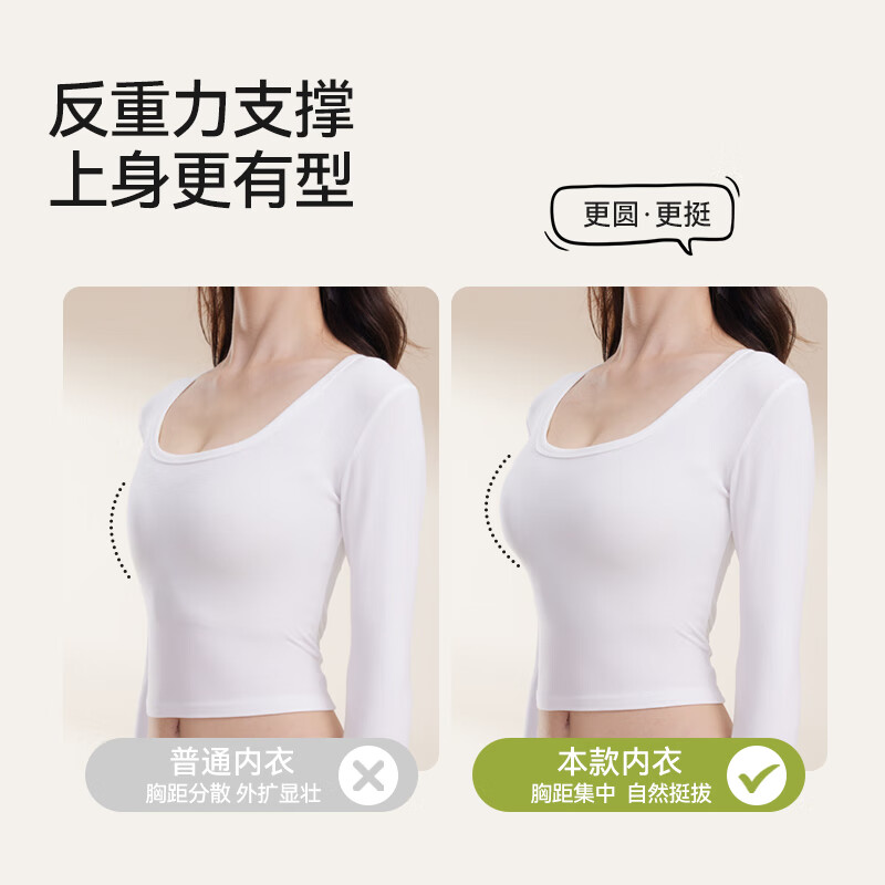 欧迪芬无痕内衣女小胸聚拢软支撑无钢圈胸罩上托提拉防下垂收副乳文胸 香槟+蒂芙尼蓝 M