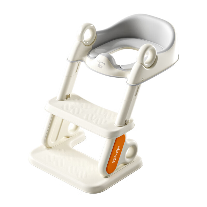 曼龙儿童马桶坐便器男女宝宝阶梯式可折叠踩脚凳洗漱凳便携坐便圈 升级加宽可折叠坐便器 暖沙咖 【PU软垫】