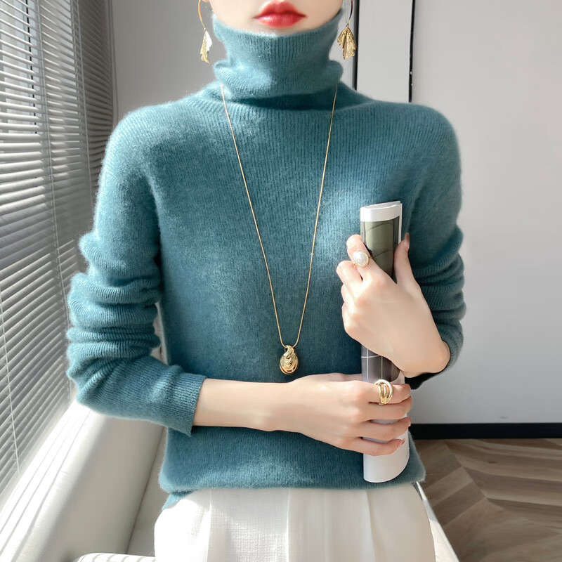 香影芬秋冬高领套头毛衣女2025新款高级感一线成衣堆堆领内搭加厚打底衫 白色 XL (建议115-125斤)