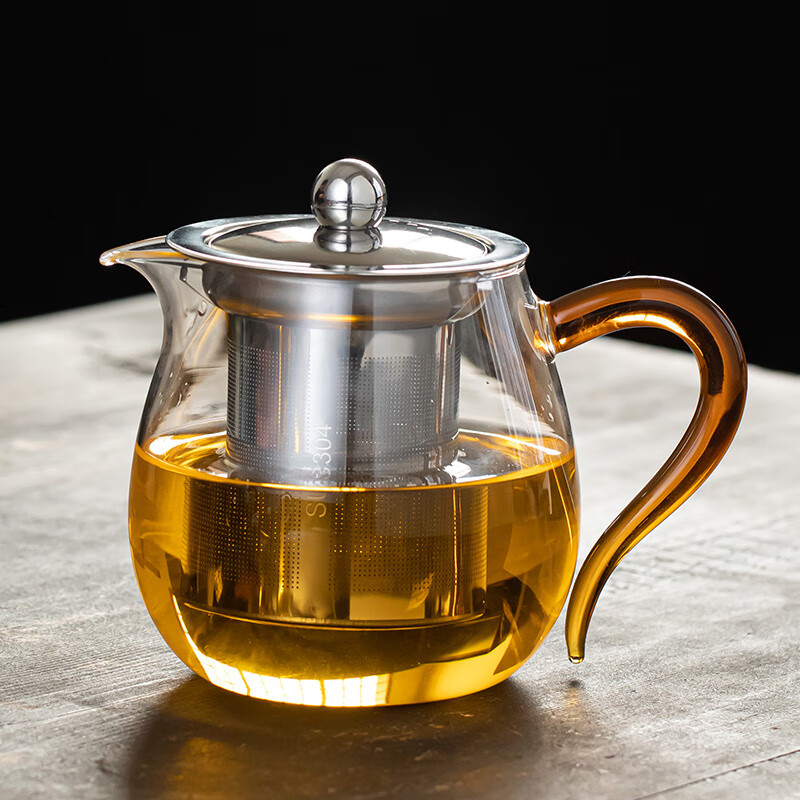 流影加厚耐热透明玻璃公道杯家用大容量功夫茶具分茶器泡茶壶茶海茶盅 【企鹅茶壶】透明把 550ml