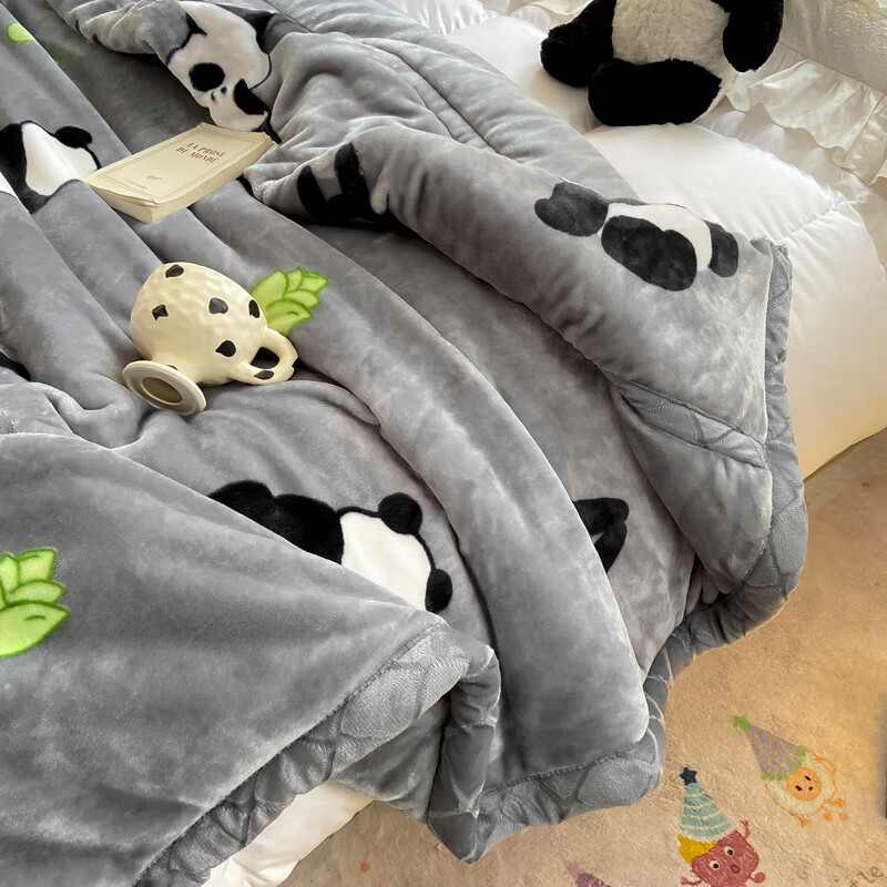 雅鹿毛毯被子1.5米x2米被子冬季毛毯冬天加厚加绒单人被毯子冬被6-8斤 小熊猫【3秒速暖 不压身不掉毛不静电】 150*200cm-4斤