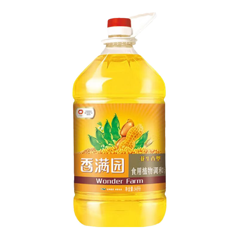 香滿園花生油 花生香型5L食用植物調(diào)和油 食用油 家用炒菜批發(fā)食用油 花生香型5L*4桶