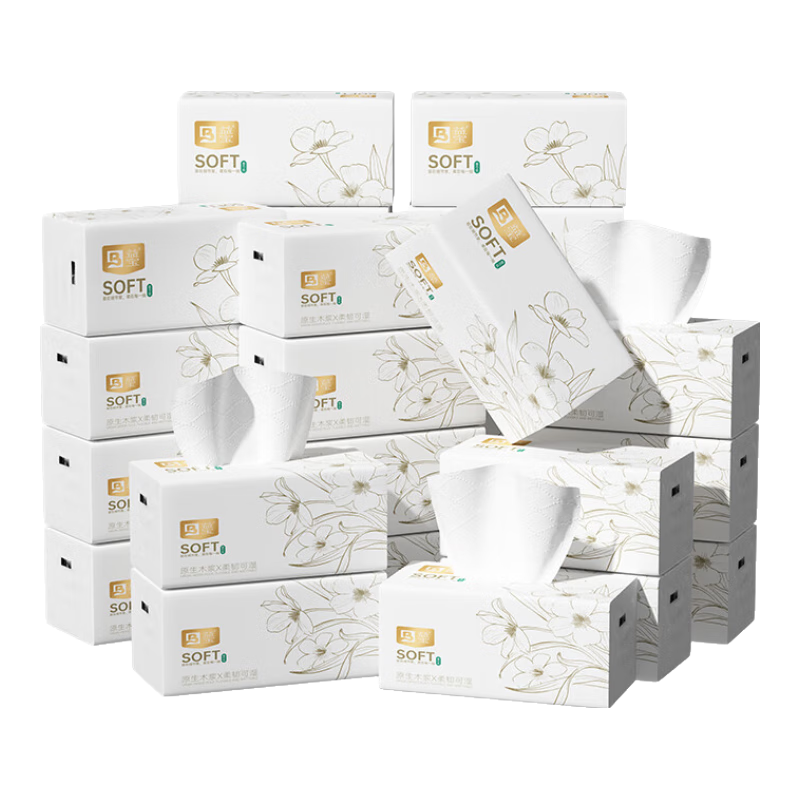 益宝（YIBAO）益包抽纸6层加厚原生木浆大包纸品巾大尺寸擦手纸餐巾桌纸 【高复购实惠装】 6层 408张*24包 整箱装