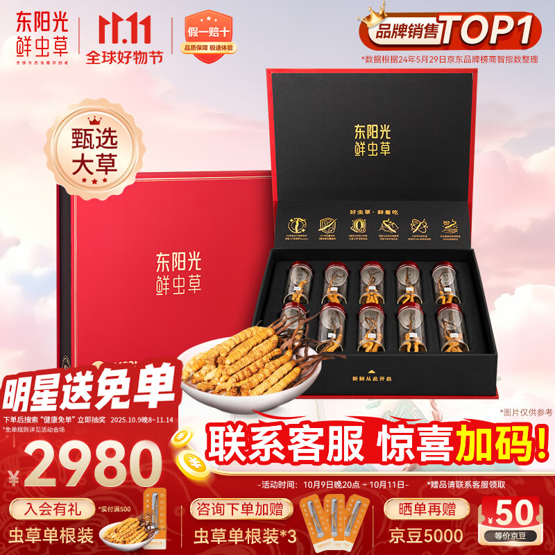 东阳光冬虫夏草2-3根/g10g约25根滋补礼盒冬虫草营养品补品送长辈老人