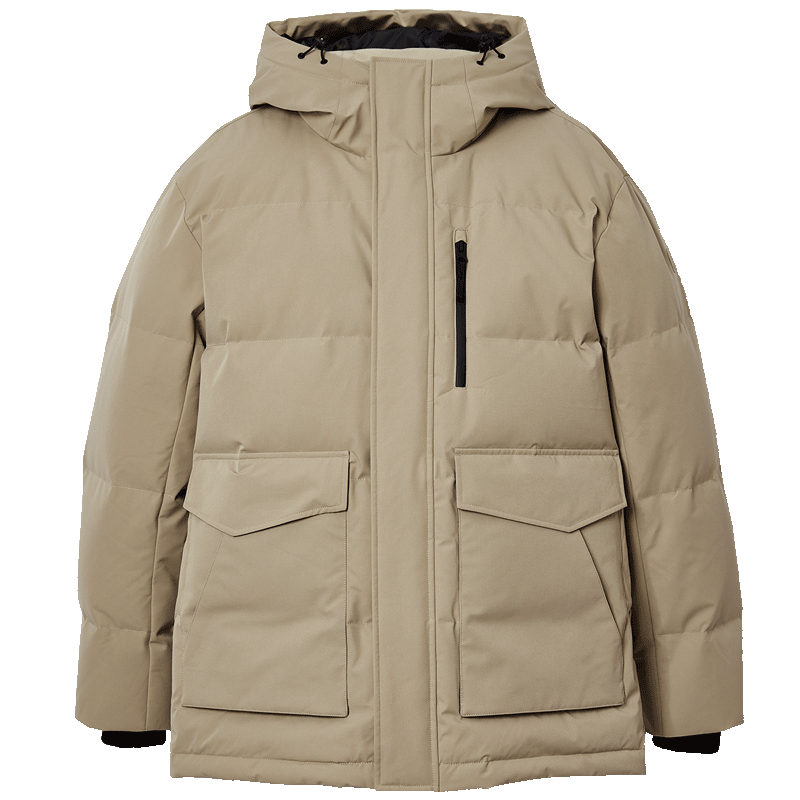 杰克·琼斯（JACK&JONES）男装25年冬季连帽严寒羽绒服男短款加厚防水蓄热鸭绒外套RDS认证 E11卡其色 M （175）