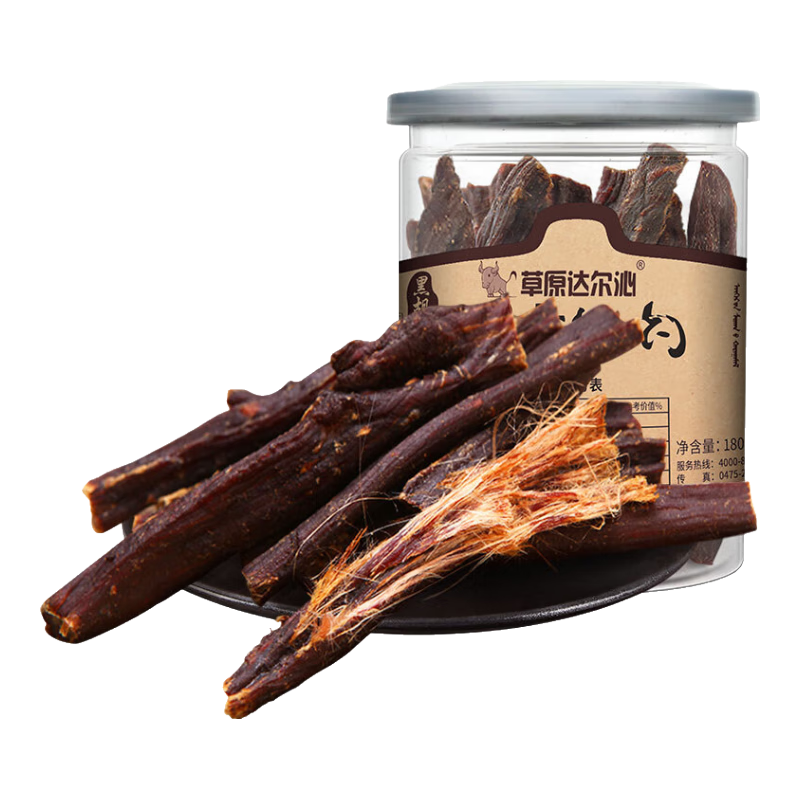 草原達(dá)爾沁內(nèi)蒙古超硬風(fēng)干牛肉干180g罐裝黑椒味 特產(chǎn)零食 黑椒味180g