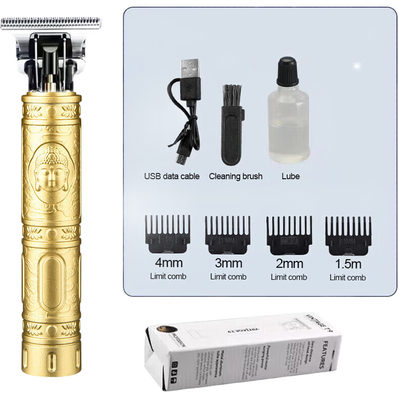 光头神器剪发器美发电推子电动理发器电推剪油头雕刻剃头刀光头理发剪 金色佛头-钢刀头