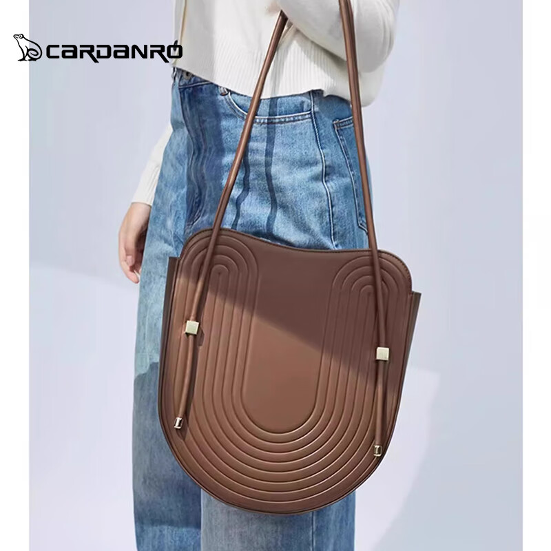 卡丹路女包2025新款秋冬季女士包包高级感大容量托特包立体通勤包 烟